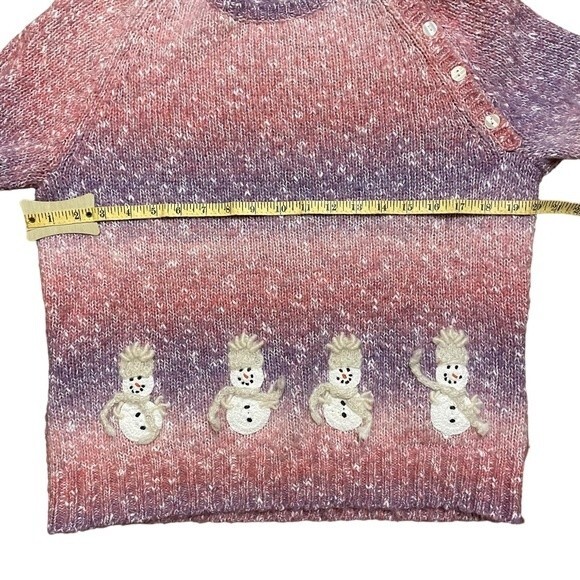 Talbots snowman pink/purple novelty appliqué sweater size large petite - Picture 7 of 8